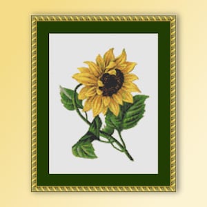 Sunflower Cross Stitch Pattern, Instant Digital Download Flowers, Printable PDF Floral Chart (121)