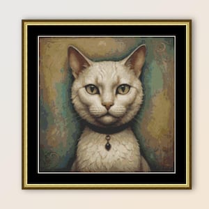 Printable Cat Portrait Cross Stitch Pattern, Instant Digital Download Animal Chart  (566)