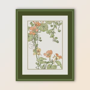 Nasturtium Cross Stitch Pattern, Instant Download, Printable Floral PDF Chart (019)