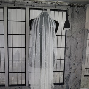 Pearl veil, Wedding Veil with pearls, Bridal pearl veil, tulle pearl veil, bridal veil, ivory veil, wedding veil, Bespoke Veil,Made to order