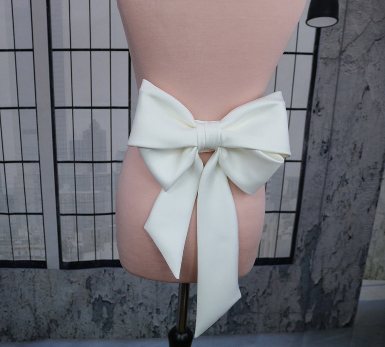 Detachable Ivory Wedding Dress Bow, Soft Matte Satin Sash - Etsy UK