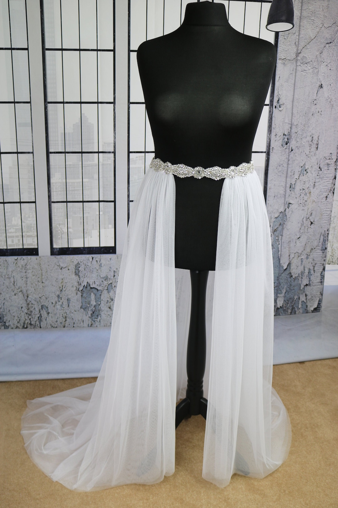 Maternity Skirt FEOYA Tulle Overskirt With Bridal Belt Layers