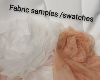 Fabrics samples / swatches, Glitter tulle, Peaarls tulle, Ivory tulle, White tulle, veil tulle, detachable train tulle