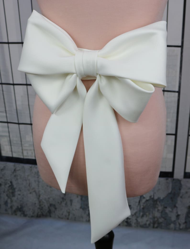 Detachable Wedding Dress Bow, Bow with Sash, Wedding Bow, Bridal Bow, Big Wedding Bow, Bridal accessories, Bow, Large Bow Sash image 2