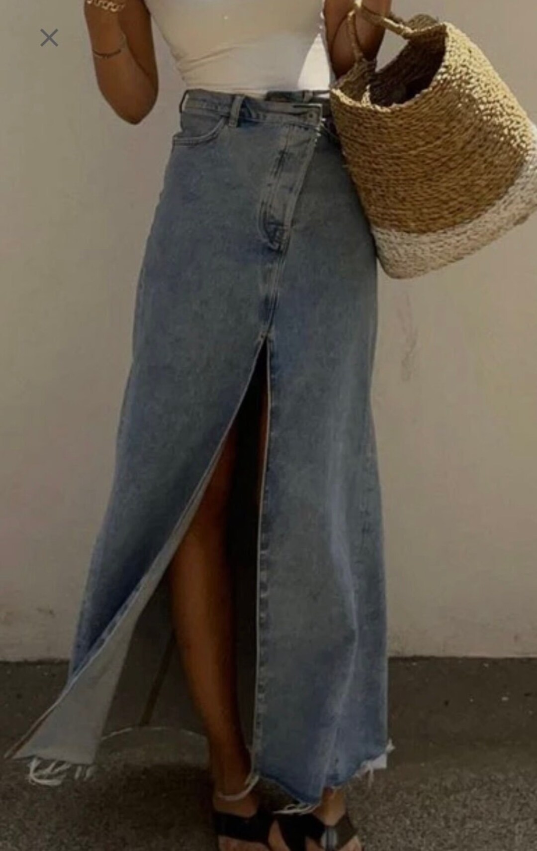 Denim Maxi Skirt SS23 High Quality Denim Trend Summer