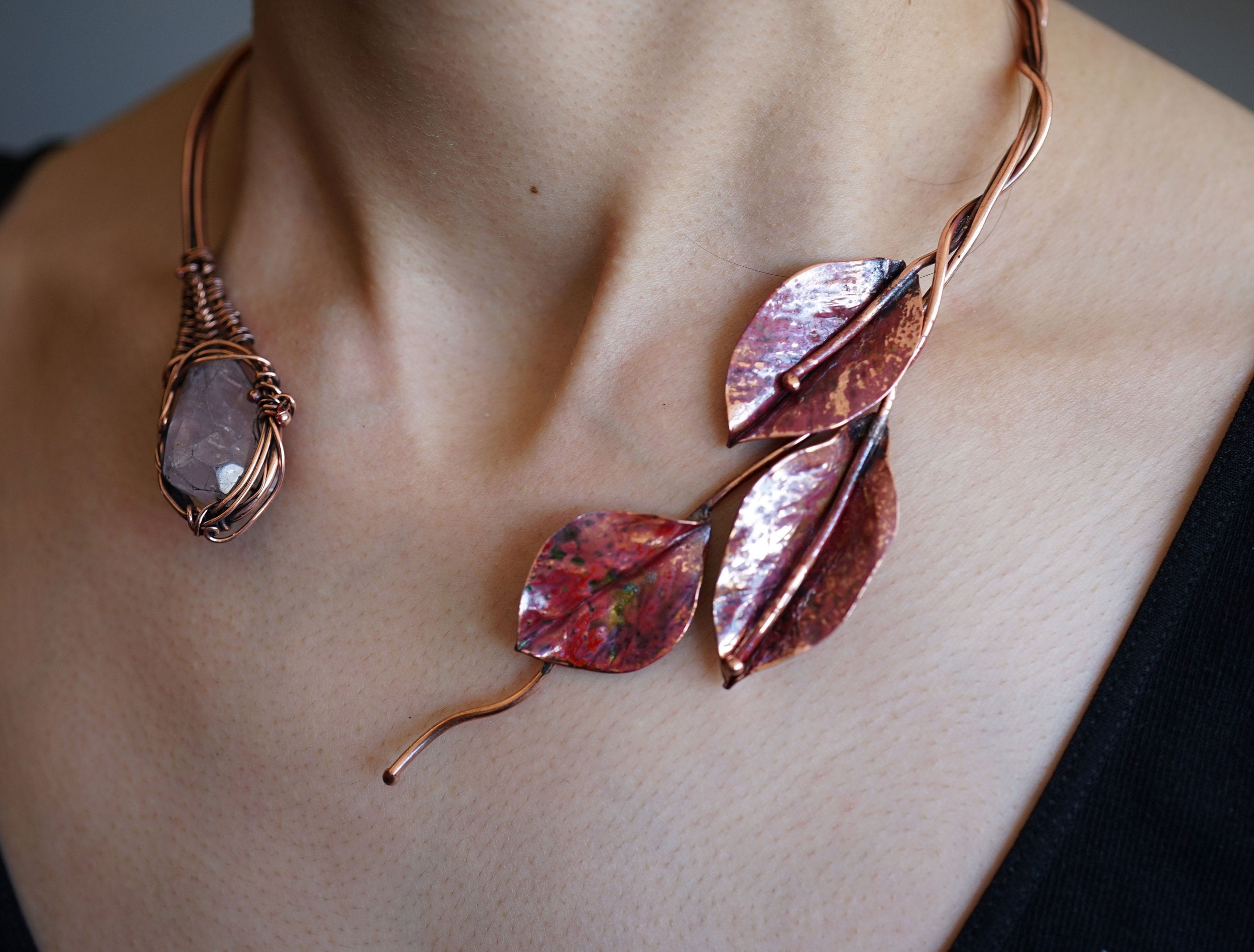 Copper Leaf Necklace/handmade Copper Necklace/copper Collar Necklace