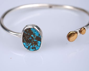 Turquoise Stone Bracelet/Adjustable Bracelet/Wire Silver Bracelet/Handmade Bracelet/Cuff Bracelet/Wire Bracelet/Wire Wrapped Silver Bracelet