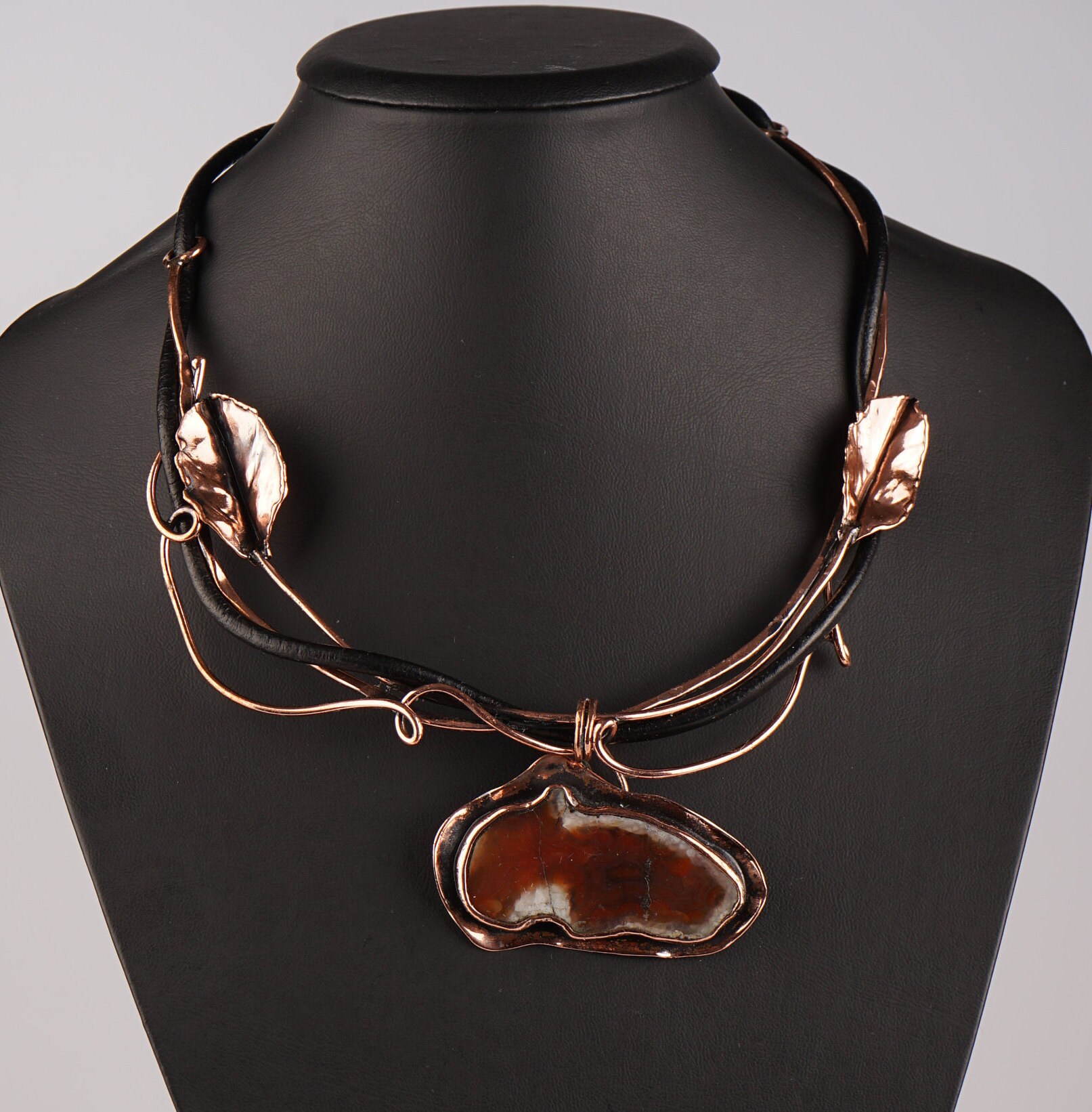 Agate Stone Copper Choker/wire Wrap Copper Choker/copper Jewelry/agate ...