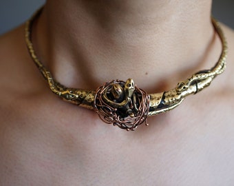 Snake Necklace/Wire Snake Choker/Copper Snake Collar Necklace/Handmade Snake Choker/Wire Wrap Necklace/Brass Collar Necklace/Collar Jewelry