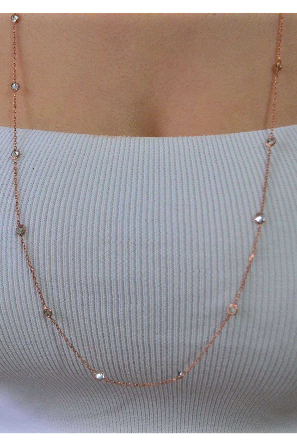 Rose Gold Silver Necklace/zircon Stone Silver Necklace/silver Etsy UK