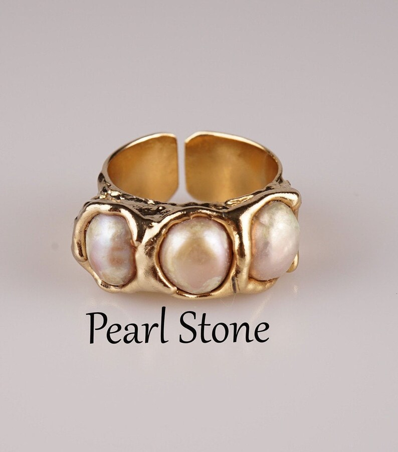 Pearl RingGold Plated Pearl RingHandmade Amethyts RingAmethyst RingLal Stone RingCuff Gold Plated RingGold Plated Woman RingGold Ring