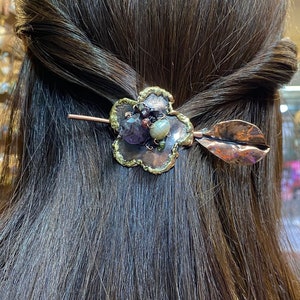 Amethyst Stone Hair Stick/Solid Copper/Hair Pin/Hair Accessories/Handmade Hair Jewelry/Gift For Women/Copper Hair Accessories/Hair Buckle