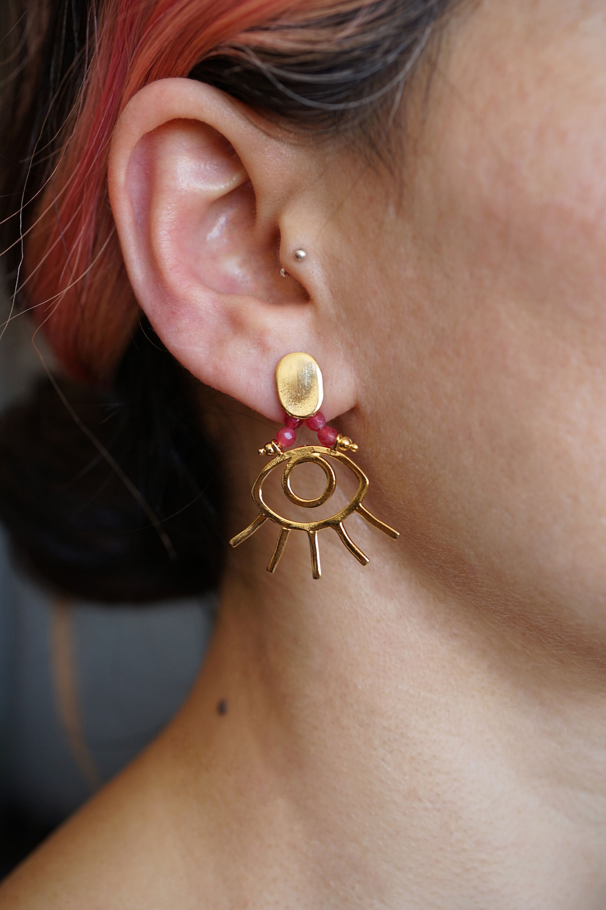 Eye Earrings/handmade Eye Earrings/gold Plated Etsy UK