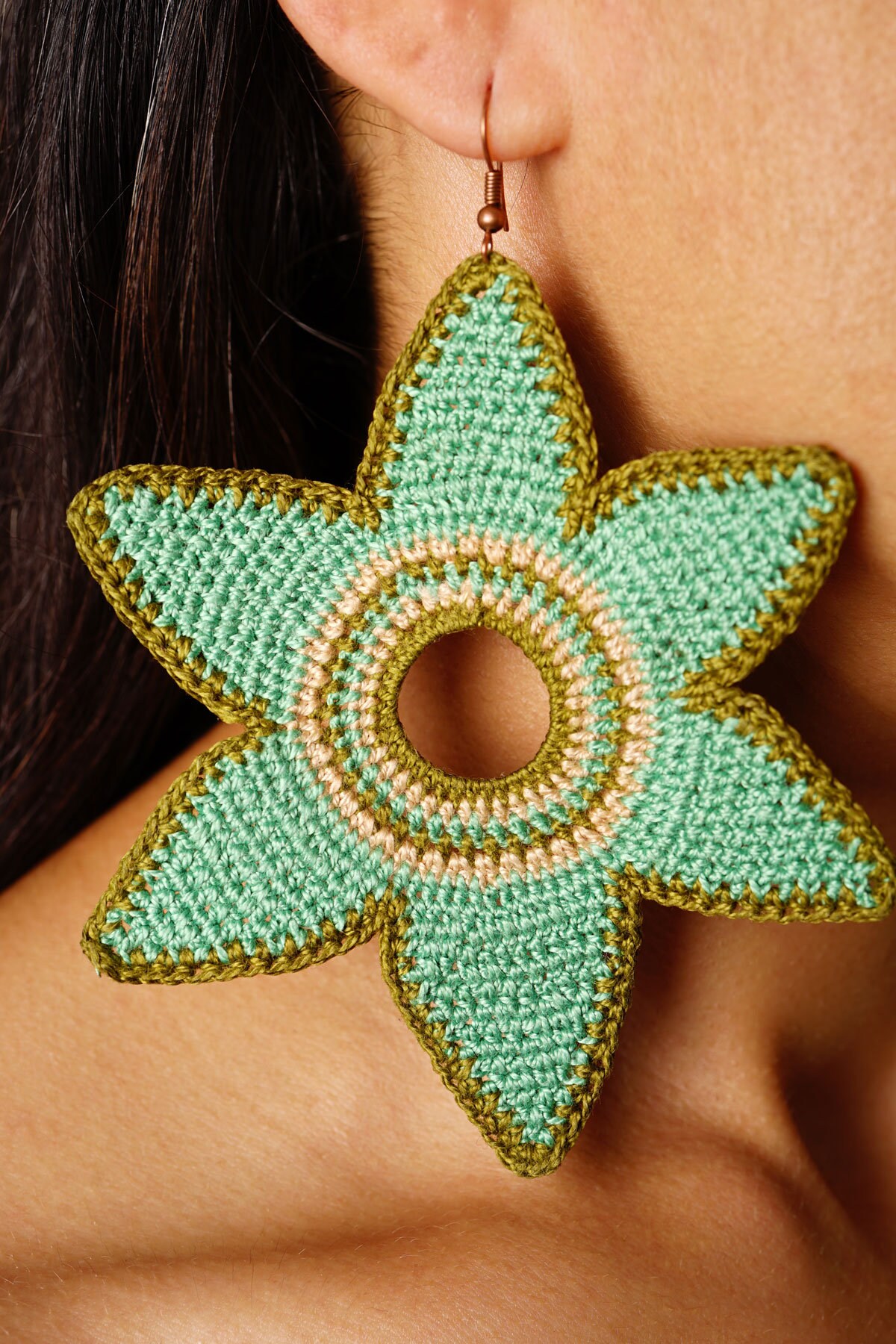 Hand Knitting Earrings/Knitting Earrings/ Handmade Etsy