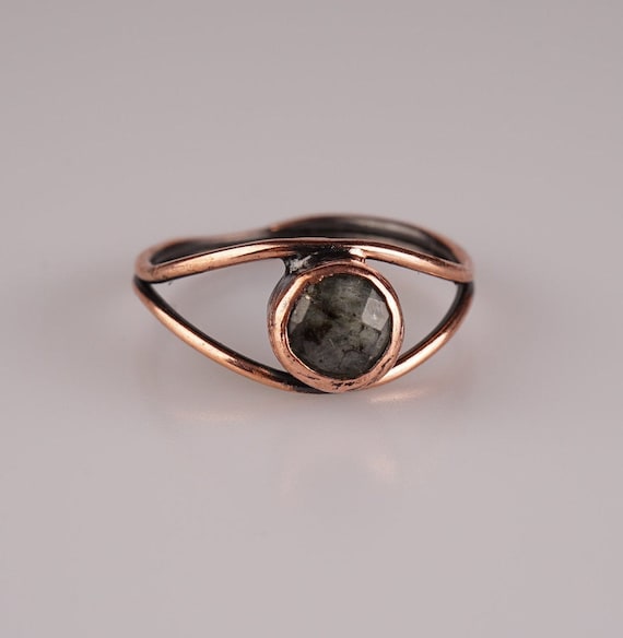 Copper Wire Ring/Cuff Copper Ring/Labradorite Ring/Copper Labradorite Ring/Wire Wrapped Ring/Wire Copper Ring/Copper Jewelry/Handmade Ring