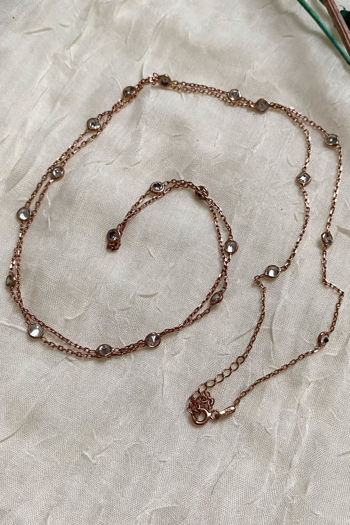 【STONEHENgE】Silver Material Rose Gold Necklace SC24B04E Rose Gold Silver Necklace/zircon Stone Silver Necklace