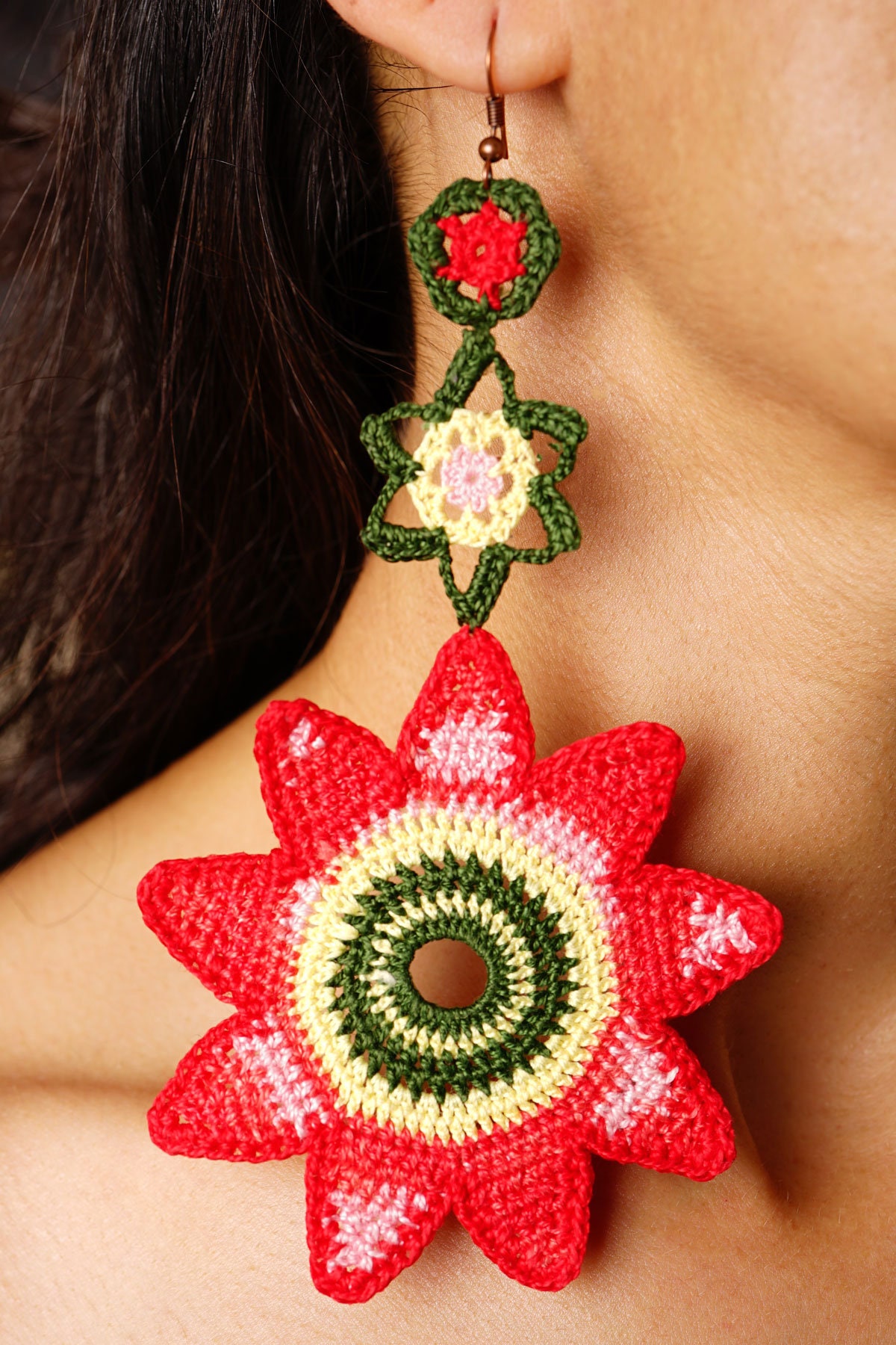 Hand Knitting Earrings/Knitting Earrings/ Handmade Etsy