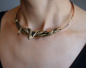 Snake Necklace/Wire Snake Choker/Copper Snake Collar Necklace/Handmade Snake Choker/Wire Wrap Necklace/Brass Collar Necklace/Collar Jewelry
