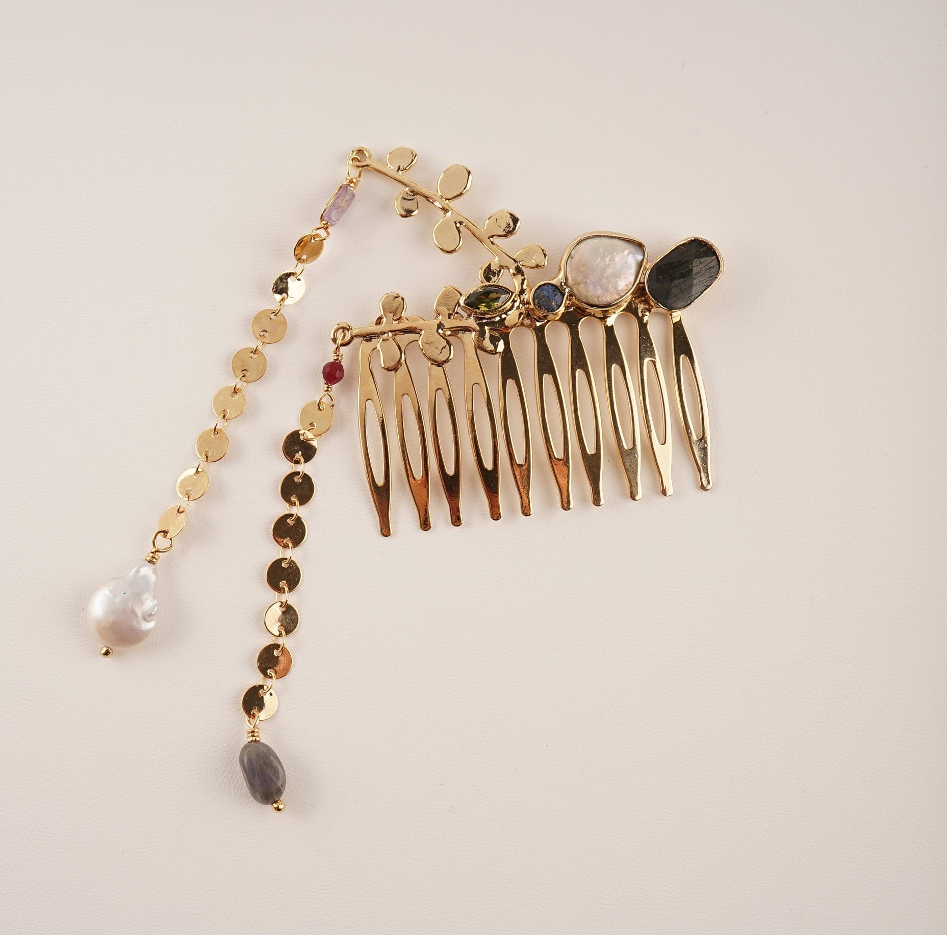 Wedding Hair Buckle/handmade Comb Buckle/gold Plated Hair Comb/natural