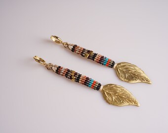 Leaf Macrome Earrings/Brassm Handmade Earrings/Macrome Earrings/Mesh Earrings/Brass Earrings/Earrings/Hand-Knitted Earrings/Handmade Jewelry