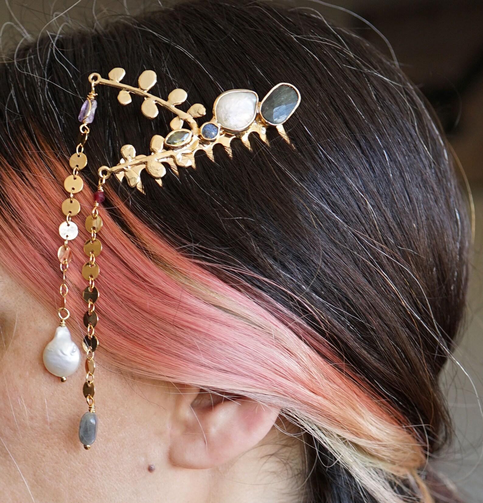 Wedding Hair Buckle/handmade Comb Buckle/gold Plated Hair Comb/natural