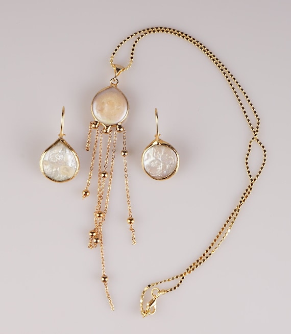 Pearl Jewelry Set/ Handmade Jewelry Set/ Gold Plated Jewelry / - Etsy