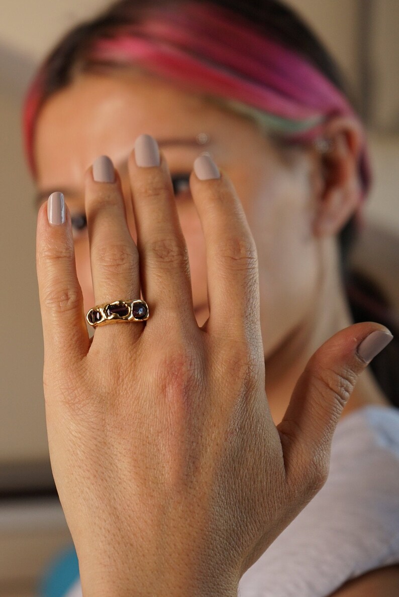 Pearl RingGold Plated Pearl RingHandmade Amethyts RingAmethyst RingLal Stone RingCuff Gold Plated RingGold Plated Woman RingGold Ring