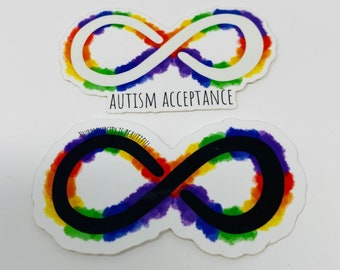 Autism Acceptance Sticker, Infinity Rainbow, Autism Awareness, Autistic Pride, Autistic Sticker, Autism Awareness Month, 2 Pack of Stickers