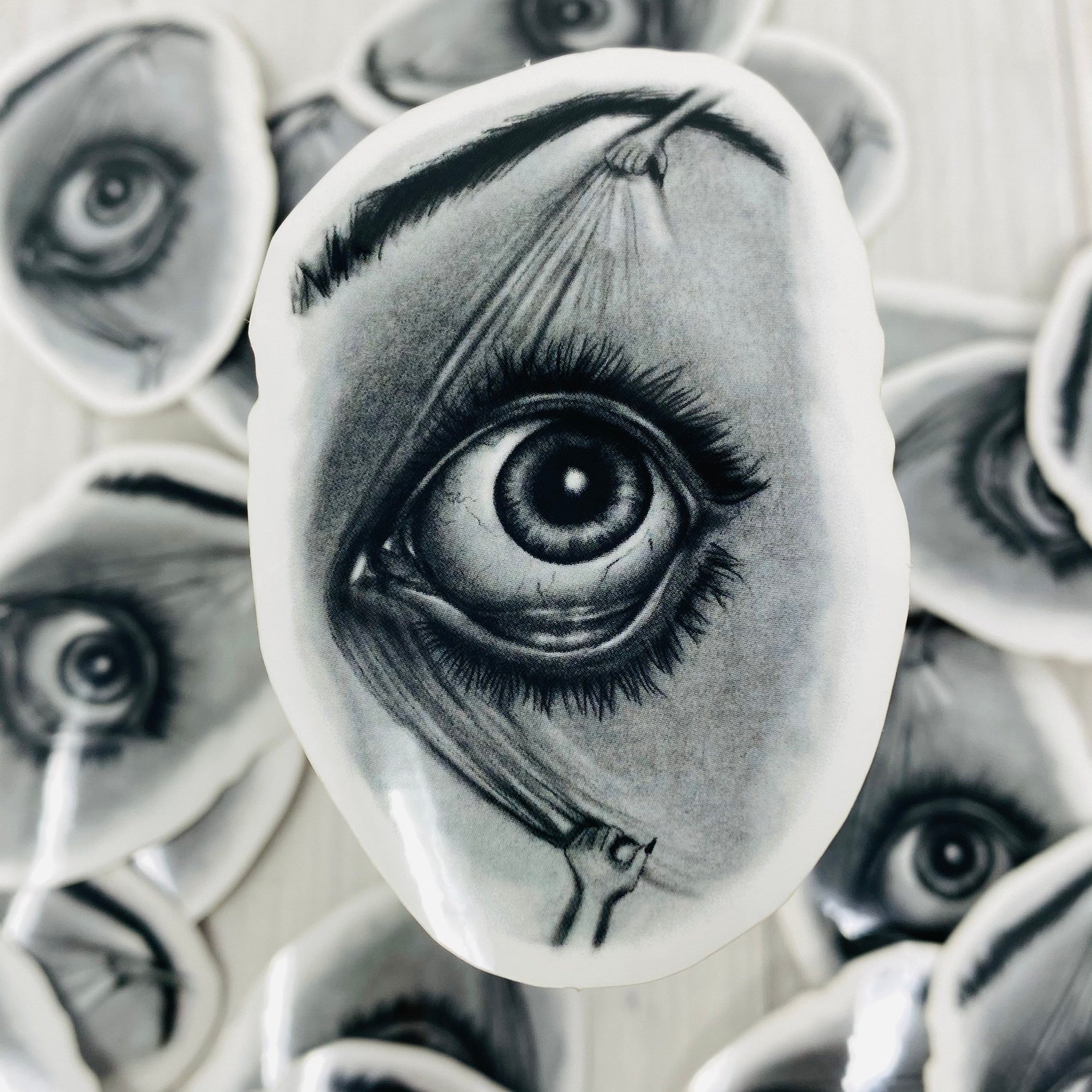Eye Stickers Wake Up Eyeball Art Pencil Artwork Creepy Etsy