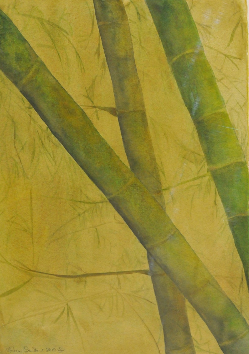 perfect for quiet place at home Original Watercolor Bamboo Forest