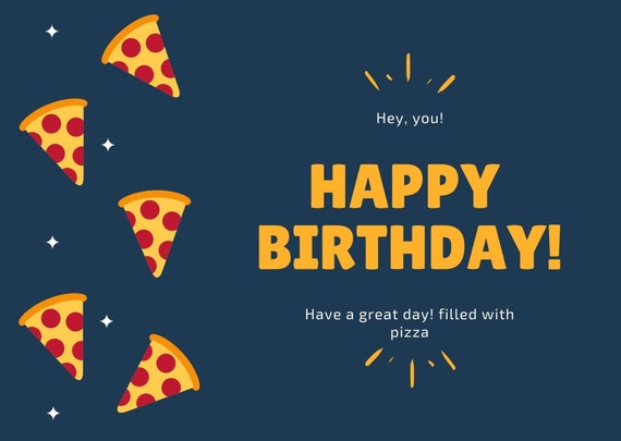 Funny Birthday Card Pizza - Etsy