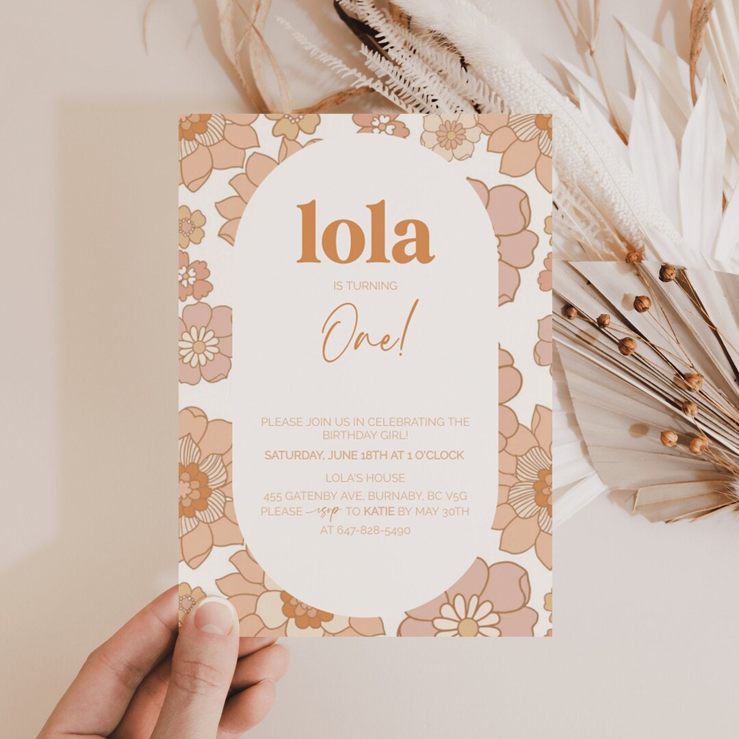 Pink Flower Birthday Girl Invite, Girl Birthday Invitation, Pink Floral