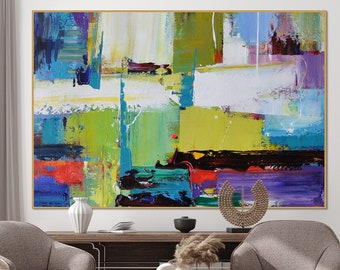Large Abstract Painting Original Framed Modern Art Oversize Canvas Contemporary Wall Art Colorful Abstract Painting Modern Original Painting