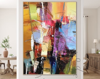 Colorful Abstract Painting Original Modern Wall Art, Oversize Painting, Contemporary Canvas, Extra Large Bright Abstract Art, Modern Decor