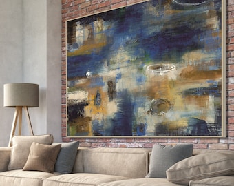 Large Abstract Painting Original Oil on Canvas, Framed Abstract Art, Modern Wall Art Contemporary Original Painting Oversize Canvas