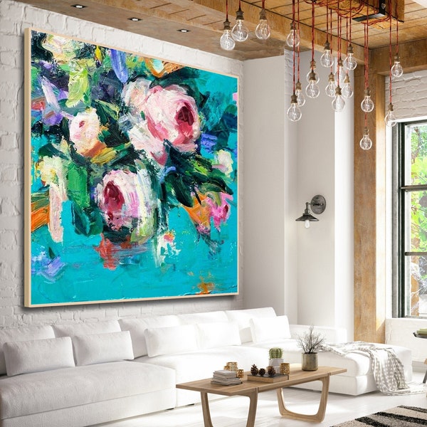 Abstract Floral Canvas Wall Art Etsy