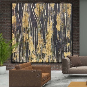 Abstract schilderij extra groot bladgoud: moderne ingelijste canvaskunst