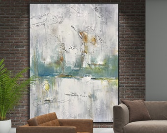 Framed Abstract Original Painting, Large Modern Oversize Canvas, Contemporary Original Oil Acrylic Painting Textured Abstract, Palette Knife