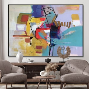 Extra Large Abstract Painting Original Oversize Canvas Framed Colorful Abstract Painting Modern Wall Art Contemporary Decor Abstract Art