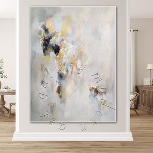 Origineel abstract schilderij bladgoud: grote moderne canvas muurkunst