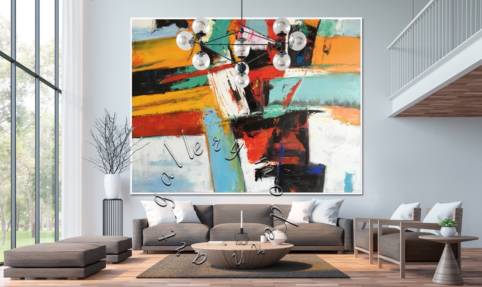 Bright Abstract Original Painting Modern Wall Art Oversize | Etsy
