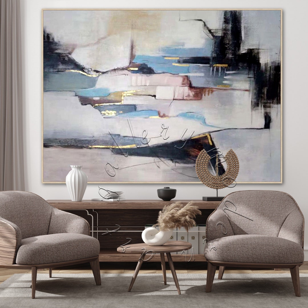 Large Abstract Gold Leaf Painting: Modern Framed Canvas Wall Art - Etsy