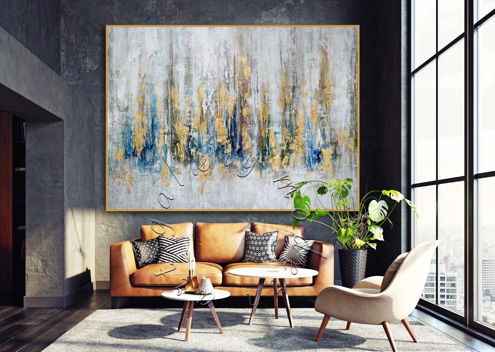 90x60 Ready to Ship Framed Abstract Painting Etsy