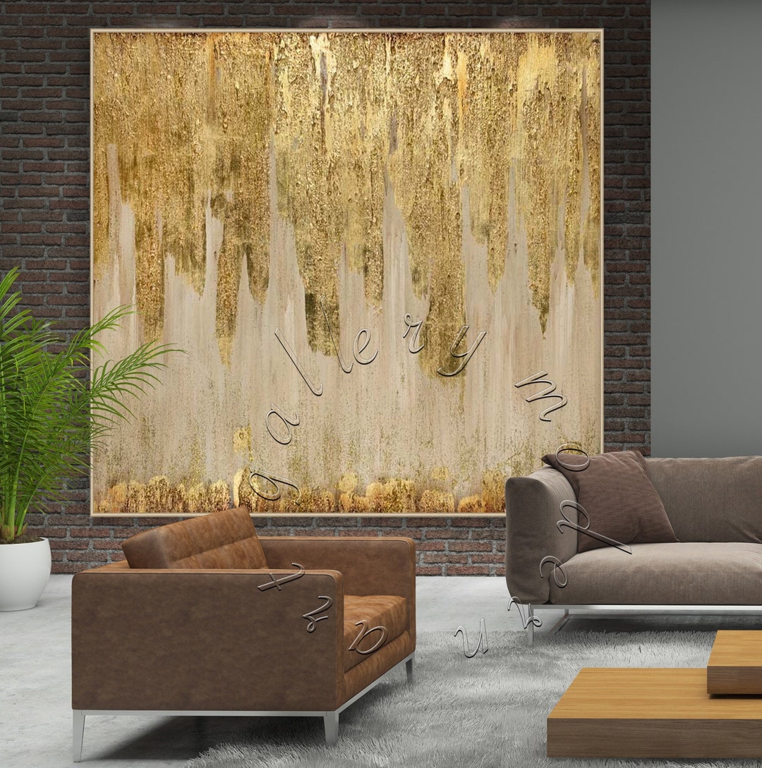 Oversize Gold Leaf Abstract Painting: Extra Large Framed Canvas Art - Etsy