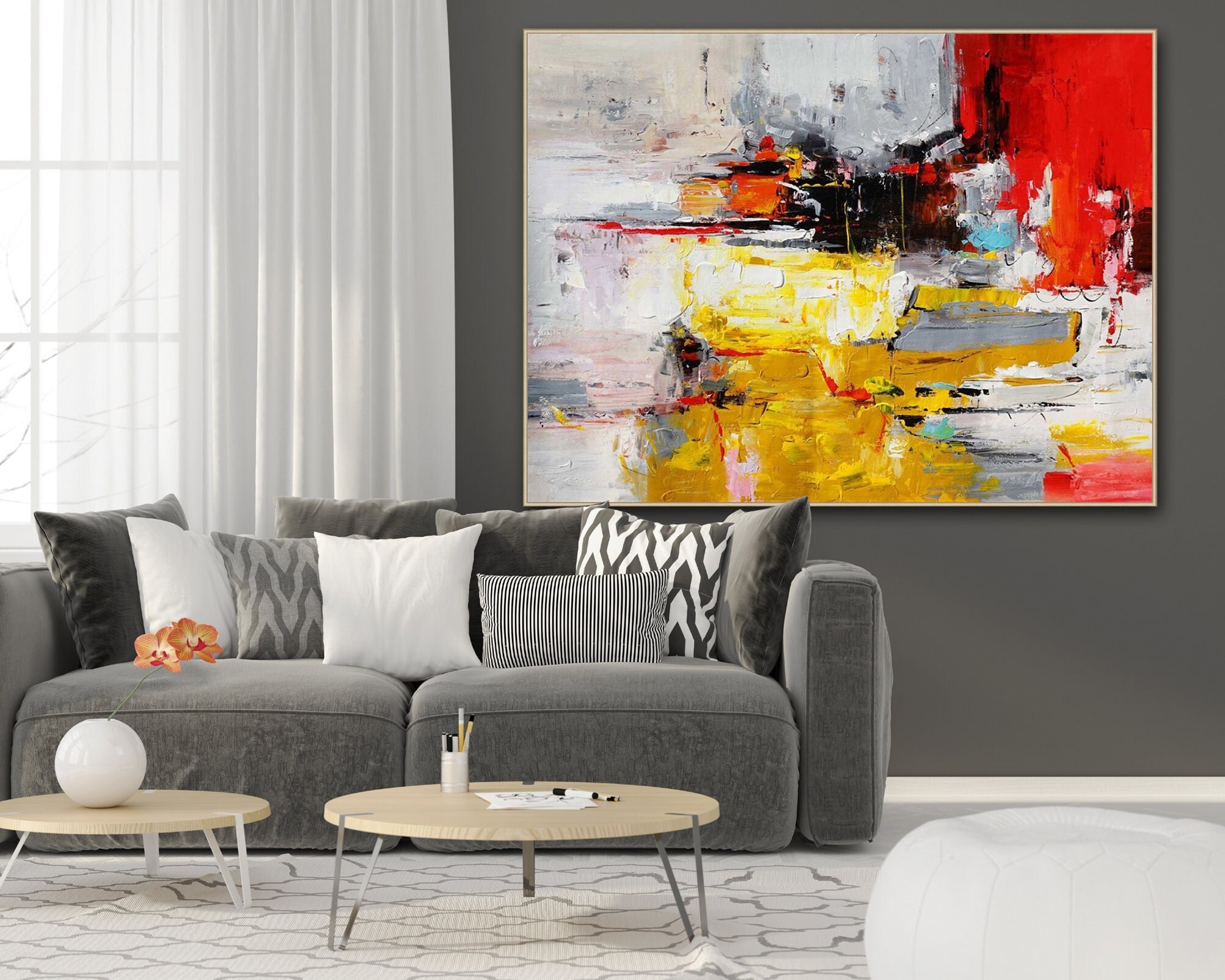 Abstract Painting Original Framed Large Canvas Modern - Etsy