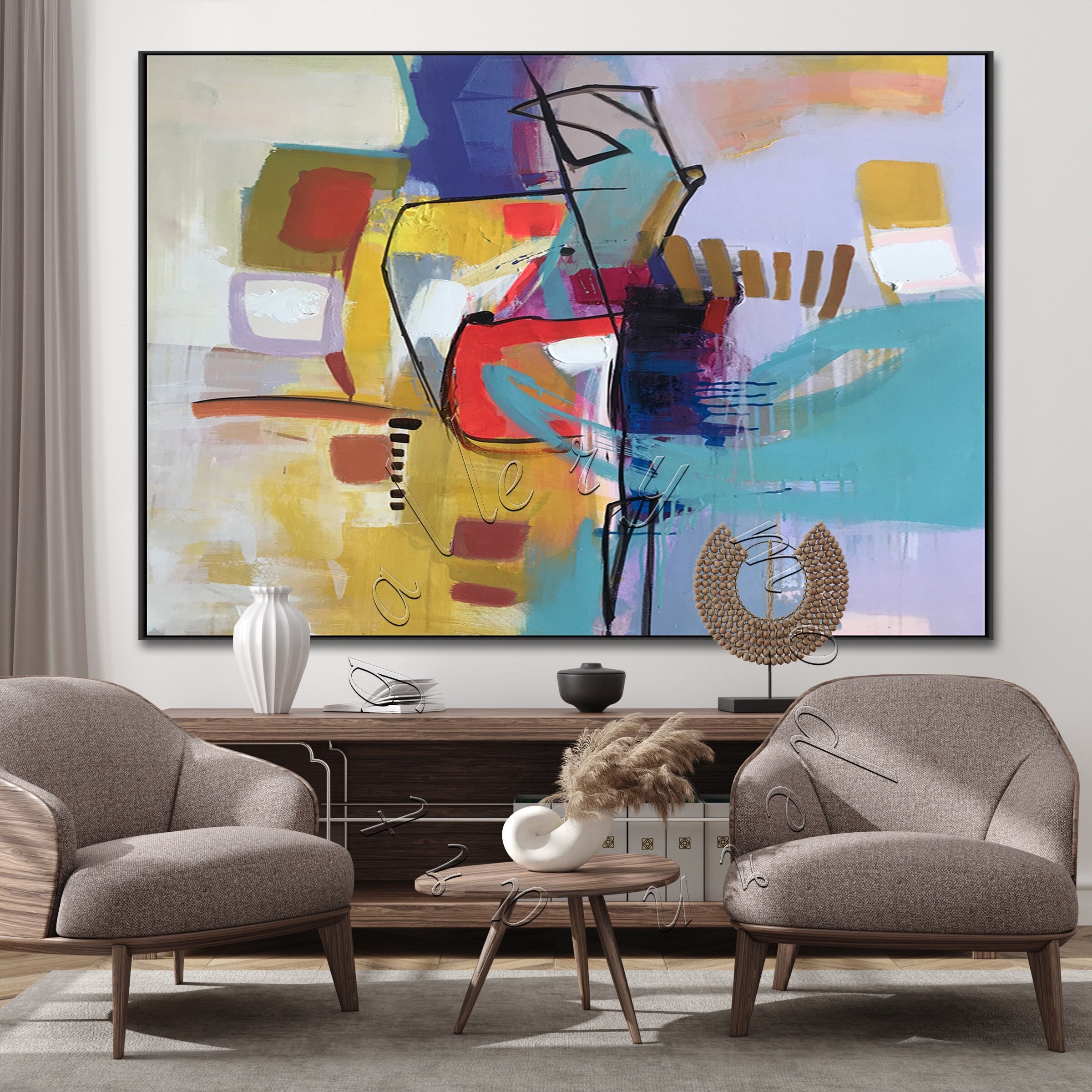 Extra Large Abstract Painting Original Oversize Canvas Framed Colorful Abstract Painting Modern Wall Art Contemporary Decor Abstract Art