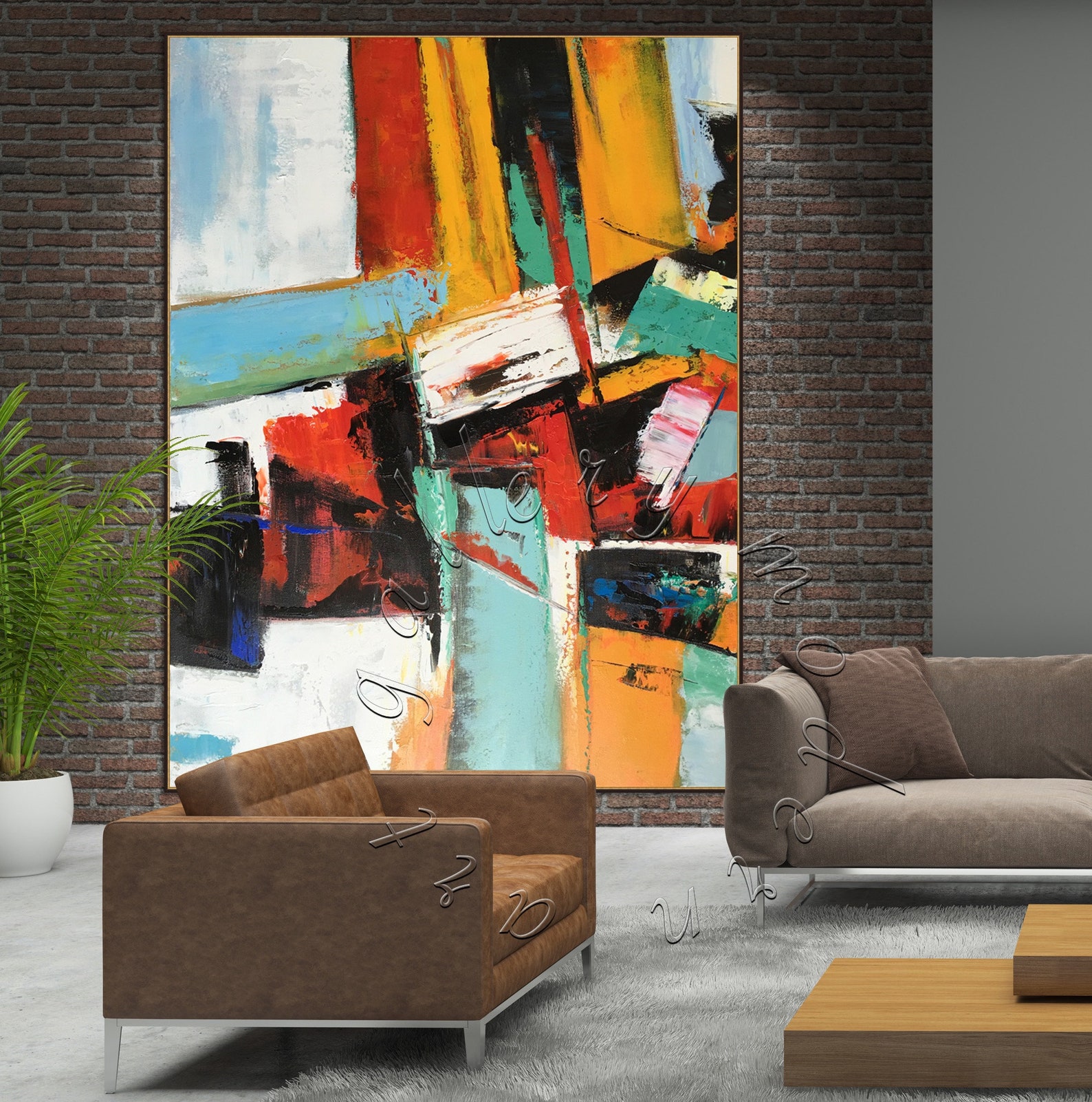 Bright Abstract Original Painting Modern Wall Art Oversize - Etsy