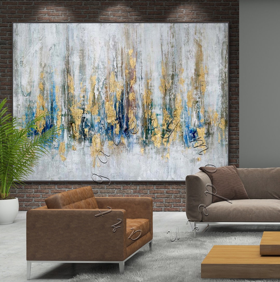 Extra Large Gold Leaf Abstract Painting: Modern Framed Canvas Art - Etsy