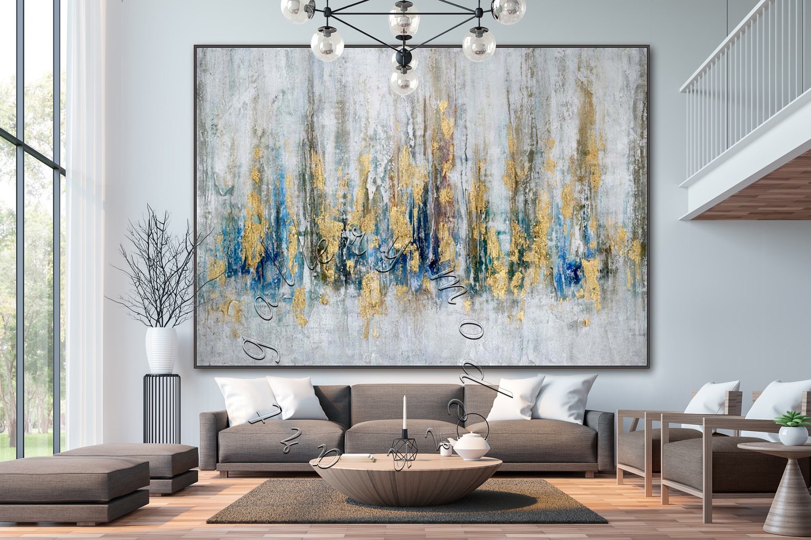 90x60 Ready to Ship Framed Abstract Painting Etsy