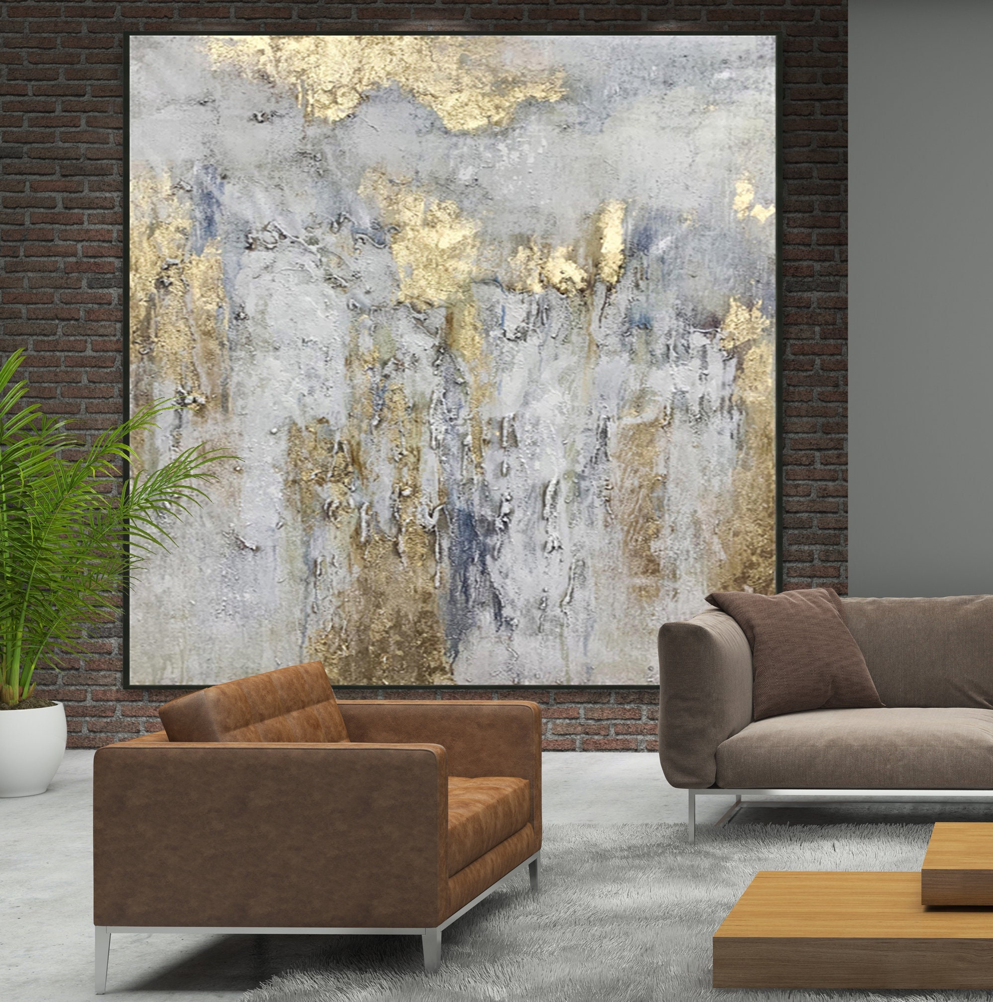 Large Abstract Oil Paintings On Canvas Gold Leaf Artwork Heavy Textured  Wall Art Luxury Painting Original Hand Painted Art Wall Decor | ENERGY FLOWS